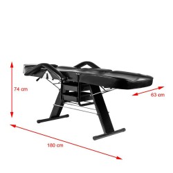 Фиксирана  кушетка Basic 202 - черна 180 x 63/83 x 74 см
