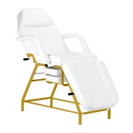 Фиксирана кушетка 557G - бяла с златиста рамка 184 x 60/80 x 76 см