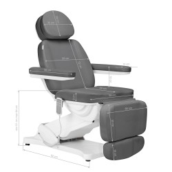 Електрическа кушетка Sillon Classic (3 мотора) - сив 185 x 58 x 61/84 см 