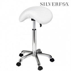 Козметичен стол - табуретка Silver Fox 1022A  - бял 59/78см