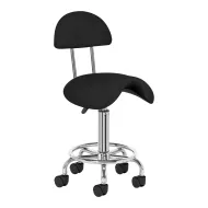Козметичен стол - табуретка с облегалка AS-6001- 49/62 см - черна