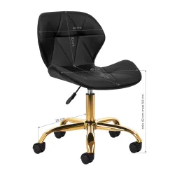 Козметичен стол - табуретка с облегалка QS-06G 42/54 см - черна