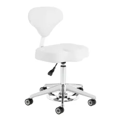 Козметичен стол - табуретка с облегалка Azzurro 156F BUMP-UP 52/64 см - снежно бял
