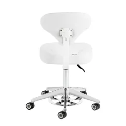 Козметичен стол - табуретка с облегалка Azzurro 156F BUMP-UP 52/64 см - снежно бял
