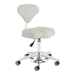 Козметичен стол - табуретка с облегалка Azzurro 156F BUMP-UP 52/64 см - сива