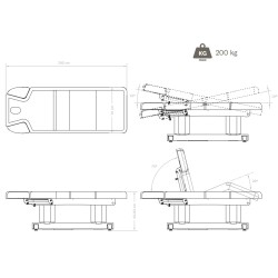 Спа кушетка SONIA - Qaus Warm (4 мотора)  200 х 76 х 65/83 см - бяла - отопление