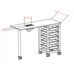 Маса за маникюр с прахоуловител Ulnar 120 х 45 х 80 см - 32W